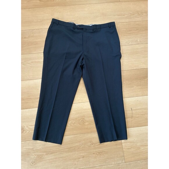 Hart Schaffner Marx Men's Navy Blue Flat Front Dress Pants 46R - Picture 1 of 7